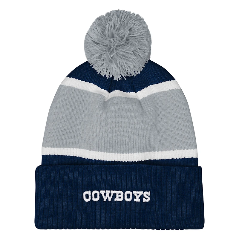 Bonnet tricoté à revers et pompon pour filles Outerstuff Navy Dallas Cowboys Let's Play