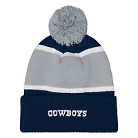 Bonnet tricoté à revers et pompon pour filles Outerstuff Navy Dallas Cowboys Let's Play
