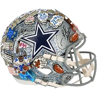 Casque authentique dédicacé Riddell Speed ​​des Cowboys de Dallas par Herschel Walker - Illustration de Charles Fazzino - XP14012994