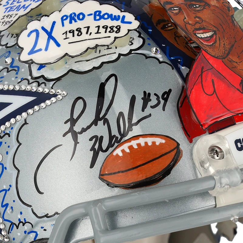 Casque authentique dédicacé Riddell Speed ​​des Cowboys de Dallas par Herschel Walker - Illustration de Charles Fazzino - XP14012994
