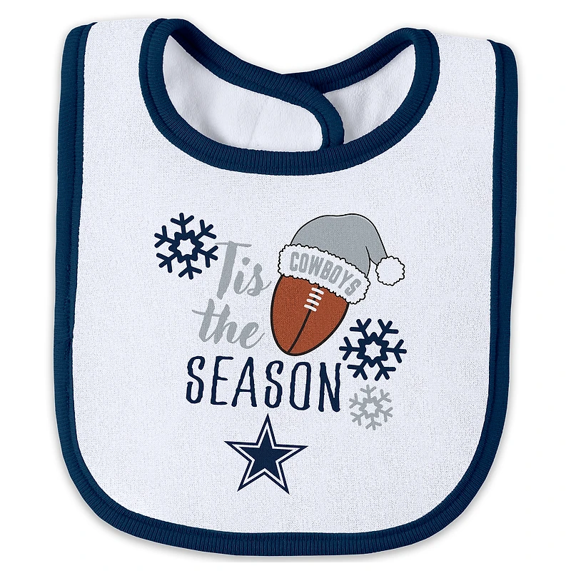 Infant & Newborn WEAR by Erin Andrews Dallas Cowboys Holiday Full-Zip Sleeper Bib Set