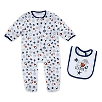 Infant & Newborn WEAR by Erin Andrews Dallas Cowboys Holiday Full-Zip Sleeper Bib Set