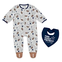 Infant & Newborn WEAR by Erin Andrews Dallas Cowboys Sleep and Play Full-Zip Sleeper Bib Set