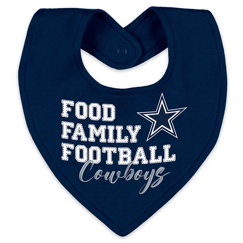 Infant & Newborn WEAR by Erin Andrews Dallas Cowboys Sleep and Play Full-Zip Sleeper Bib Set
