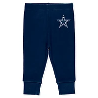 Infant & Newborn WEAR by Erin Andrews Dallas Cowboys Three-Piece Turn Me Around Bodysuits Pant Set