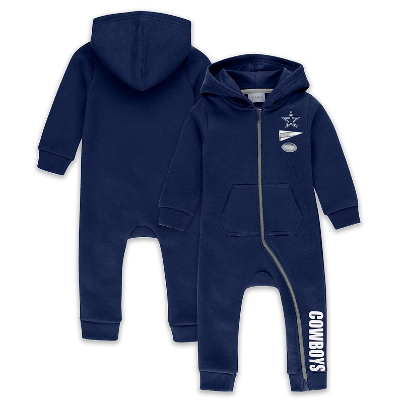 Infant & Newborn WEAR by Erin Andrews Navy Dallas Cowboys Hooded Fleece Full-Zip Coverall
