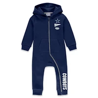 Infant & Newborn WEAR by Erin Andrews Navy Dallas Cowboys Hooded Fleece Full-Zip Coverall
