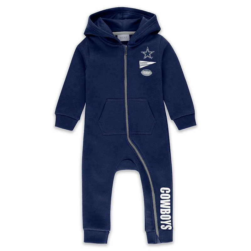 Combinaison à capuche en polaire entièrement zippée bleu marine Dallas Cowboys pour nourrissons et nouveau-nés par Erin Andrews