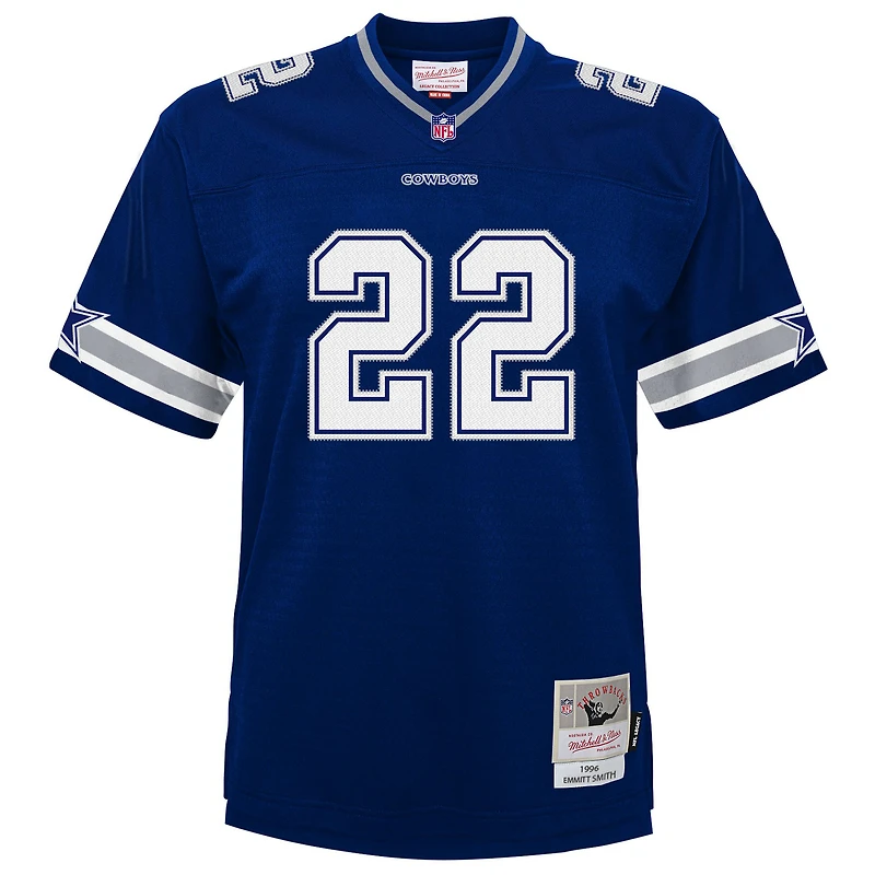 Maillot enfant Mitchell & Ness Emmitt Smith bleu marine des Cowboys de Dallas, modèle Legacy 1996