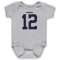 Body pour bébé Mitchell & Ness Roger Staubach gris chiné Dallas Cowboys Mainliner Nom et numéro du joueur retraité