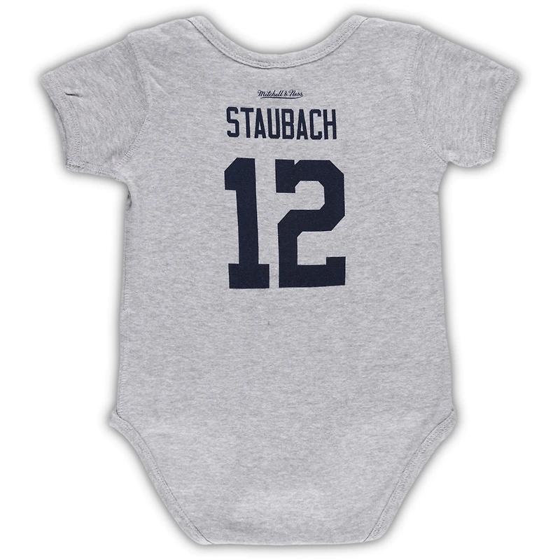 Body pour bébé Mitchell & Ness Roger Staubach gris chiné Dallas Cowboys Mainliner Nom et numéro du joueur retraité