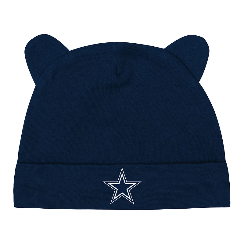 Infant Navy/White Dallas Cowboys Baby Bear Cuffed Knit Hat Set