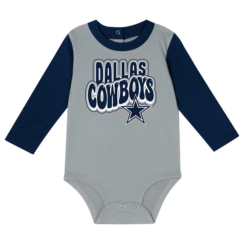 Infant Navy Dallas Cowboys Double Up Long Sleeve Bodysuit and Pants Set