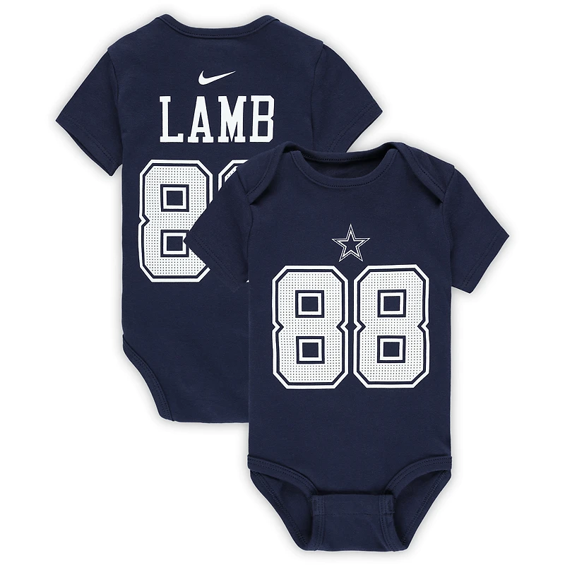Body Nike CeeDee Lamb bleu marine pour bébé avec nom et numéro de joueur des Cowboys Dallas