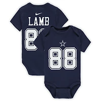 Body Nike CeeDee Lamb bleu marine pour bébé avec nom et numéro de joueur des Cowboys Dallas
