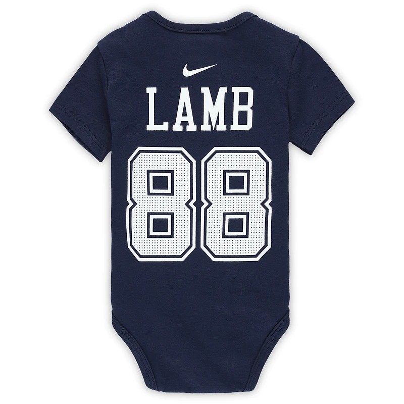 Infant Nike CeeDee Lamb Navy Dallas Cowboys Player Name & Number Bodysuit