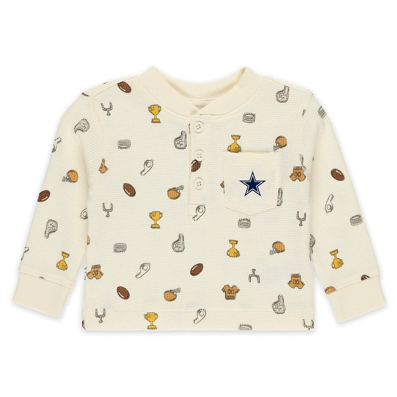 Ensemble de nuit deux pièces en tricot gaufré pour bébé WEAR by Erin Andrews, couleur crème, motif Dallas Cowboys
