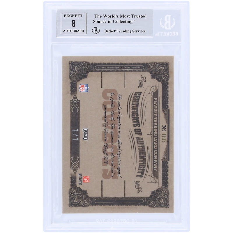 Jackie Smith Dallas Cowboys Autographié 2006 Playoff National Treasures Cut Auto #TL-JS #1/1 BGS Authentifié 8.5 Carte - 9,8,9,9 Sous-grades