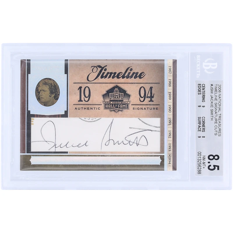 Jackie Smith Dallas Cowboys Autographed 2006 Playoff National Treasures Cut Auto #TL-JS #1/1 BGS Authenticated 8.5/8 Card - 9,8,9,9 Subgrades