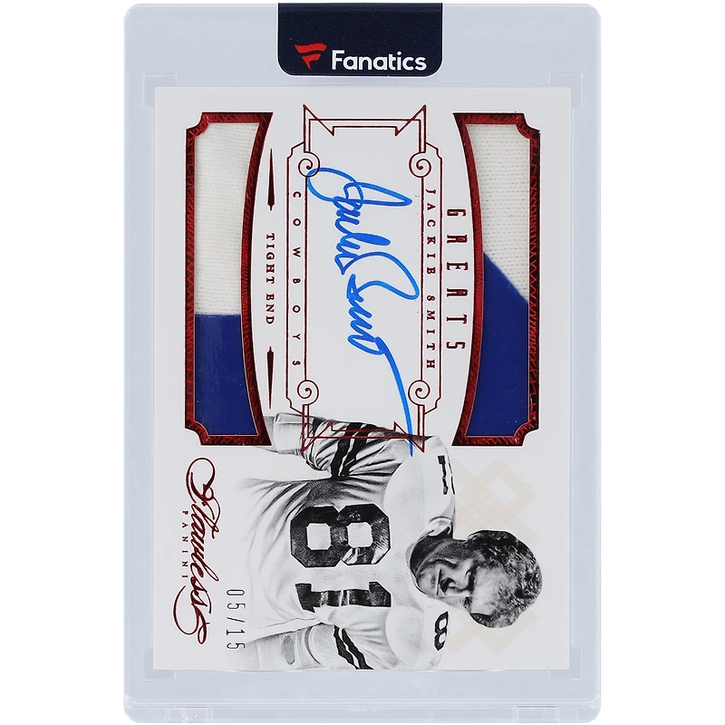 Jackie Smith Dallas Cowboys Autographed 2014 Panini Flawless Ruby Dual Two-Color Relic #27 #5/15 Card