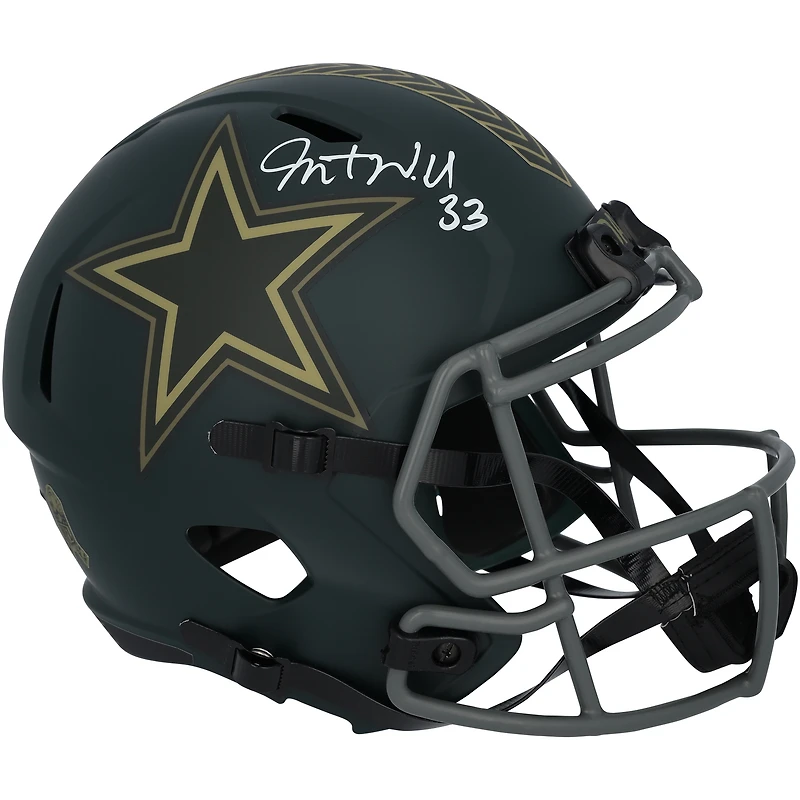 Javonte Williams Dallas Cowboys Autographed Riddell 2025 Salute To Service Speed Replica Helmet
