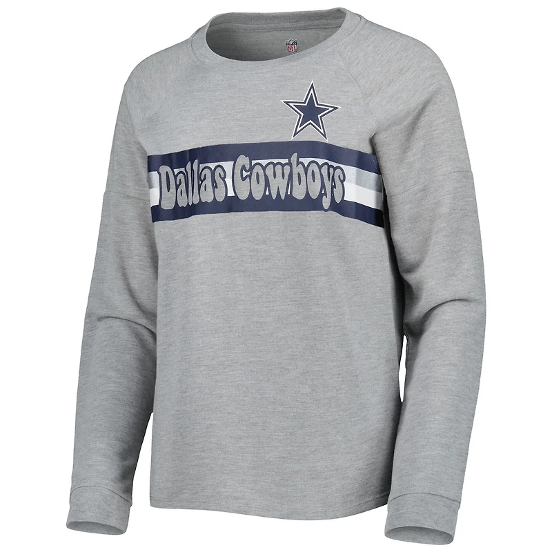 T-shirt à manches longues raglan gris chiné Dallas Cowboys pour juniors