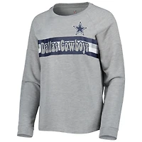 T-shirt à manches longues raglan gris chiné Dallas Cowboys pour juniors