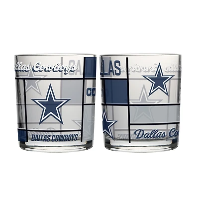 Logo Brands Dallas Cowboys 12oz. Quilted Stained Two-Pack Rocks Glass Set