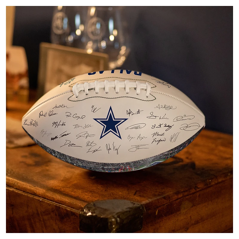Ballon de football américain autographié des Dallas Cowboys 2025 (Logo Brands)