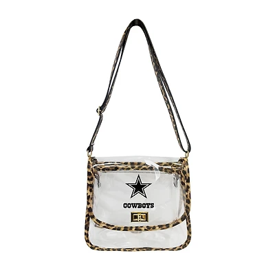 Logo Brands Dallas Cowboys Leopard Print Trim Clear Purse