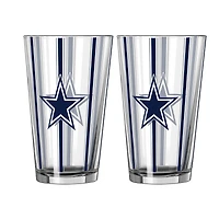 Logo Brands Dallas Cowboys Two-Piece 16oz. Striped Pint Glass Set