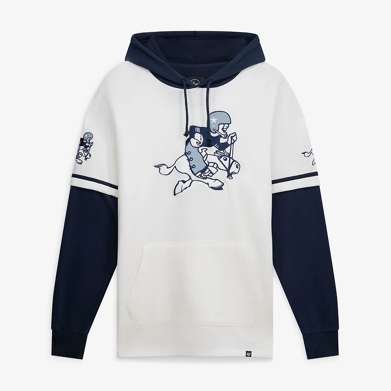 Men's '47  White/Black Dallas Cowboys Throwback Shortstop Pullover Hoodie