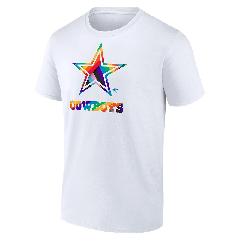 T-shirt Fanatics blanc pour homme avec logo Dallas Cowboys Pride