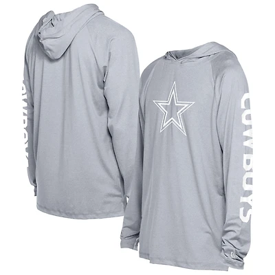 T-shirt à capuche manches longues raglan gris Dallas Cowboys Adventure Collection pour homme New Era