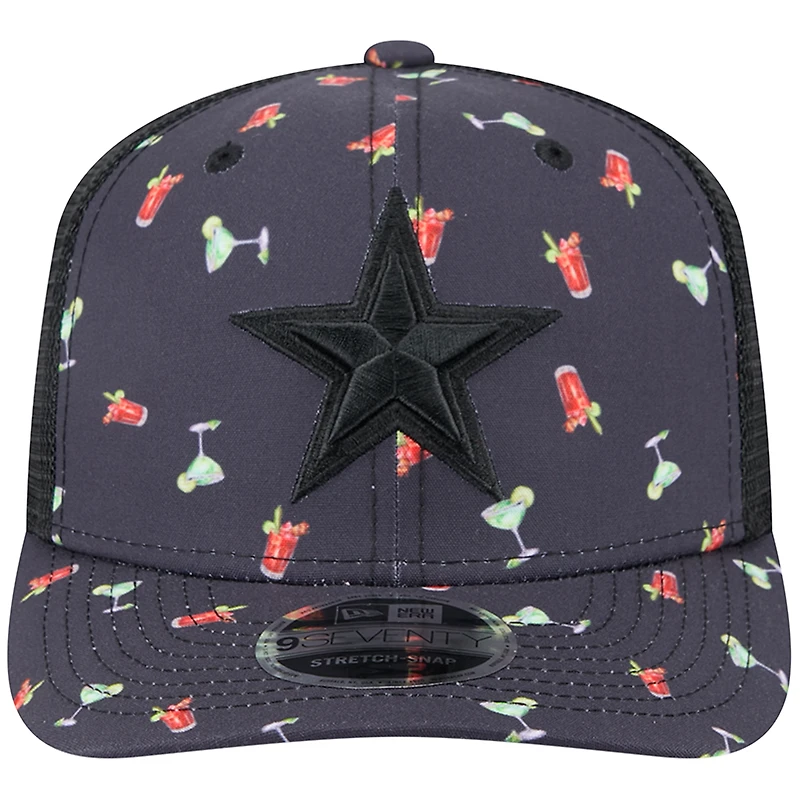 Men's New Era  Navy/Black Dallas Cowboys Adventure Drinks Pattern 9SEVENTY Stretch-Snap Hat