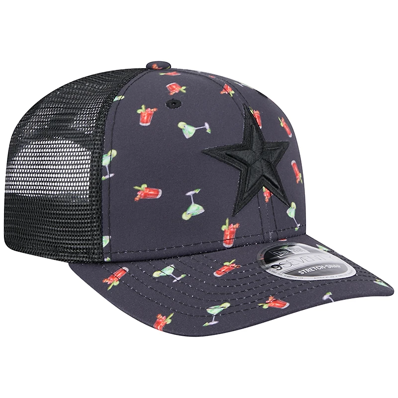 Men's New Era  Navy/Black Dallas Cowboys Adventure Drinks Pattern 9SEVENTY Stretch-Snap Hat