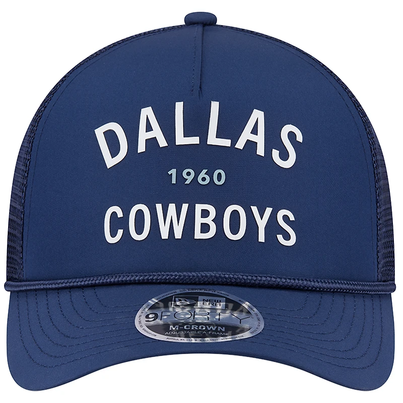 Men's New Era Navy Dallas Cowboys Active Minimalist M-Crown A-Frame 9FORTY Adjustable Hat