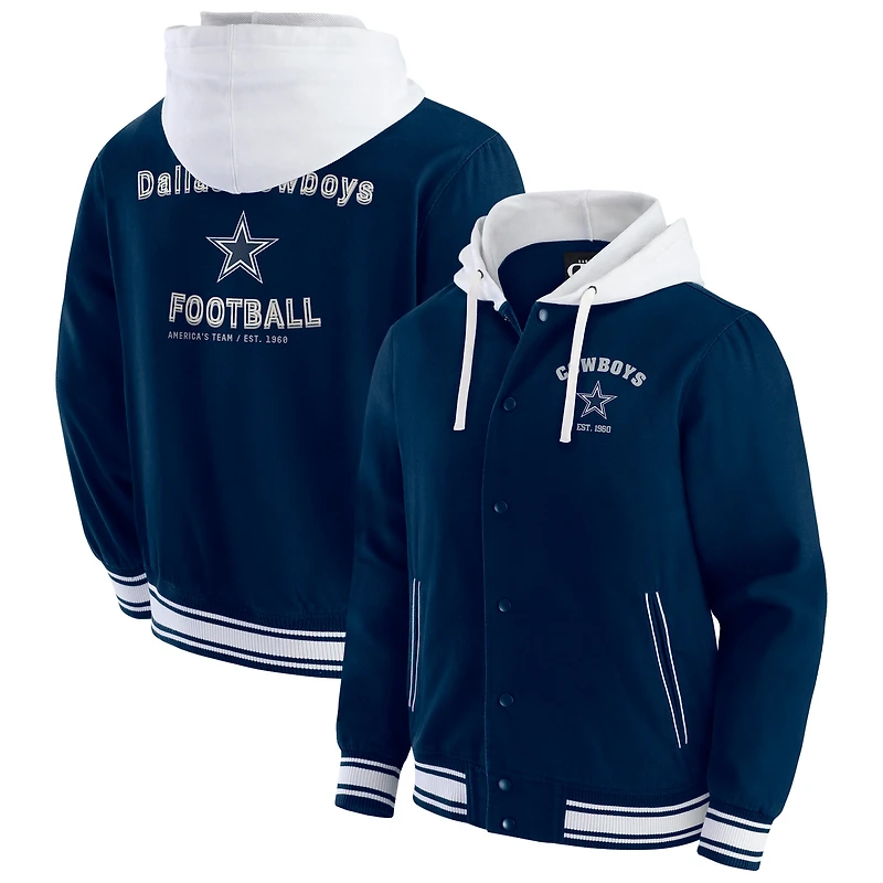 Veste à capuche boutons-pression complète pour homme NFL x Darius Rucker Collection par Fanatics bleu marine Dallas Cowboys