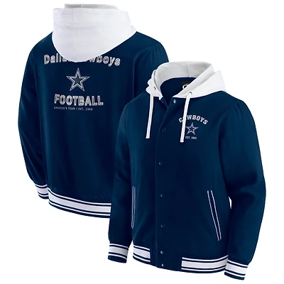 Veste à capuche boutons-pression complète pour homme NFL x Darius Rucker Collection par Fanatics bleu marine Dallas Cowboys