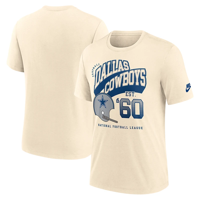 T-shirt Nike Natural Dallas Cowboys Rewind Tri-Blend pour homme