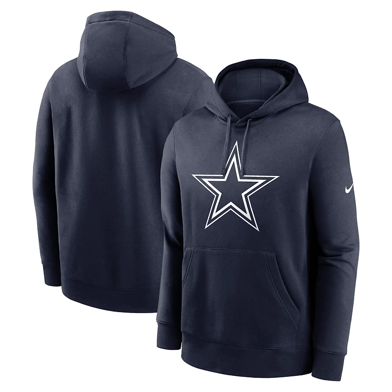 Men's Nike Navy Dallas Cowboys Club Fleece Logo Pullover Hoodie