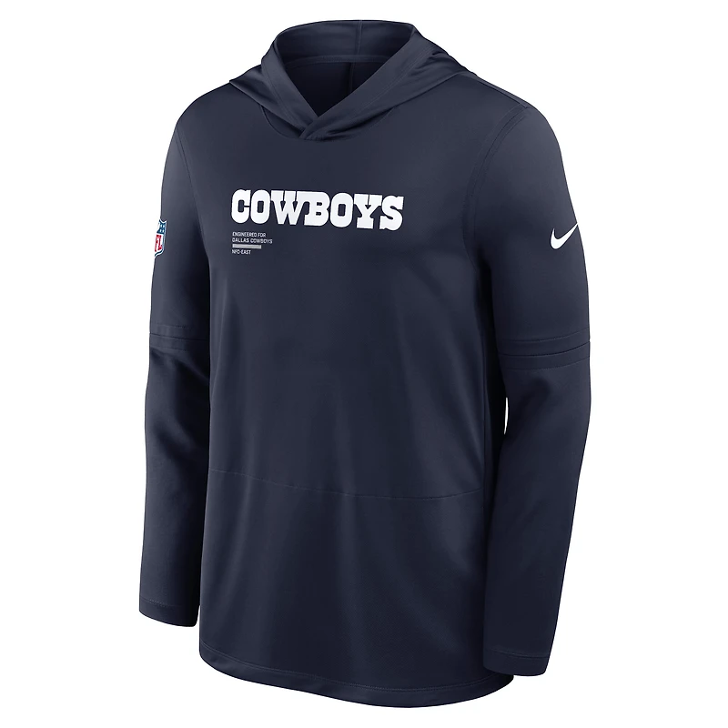 Men's Nike  Navy Dallas Cowboys Pure Fury Performance Long Sleeve Hooded T-Shirt