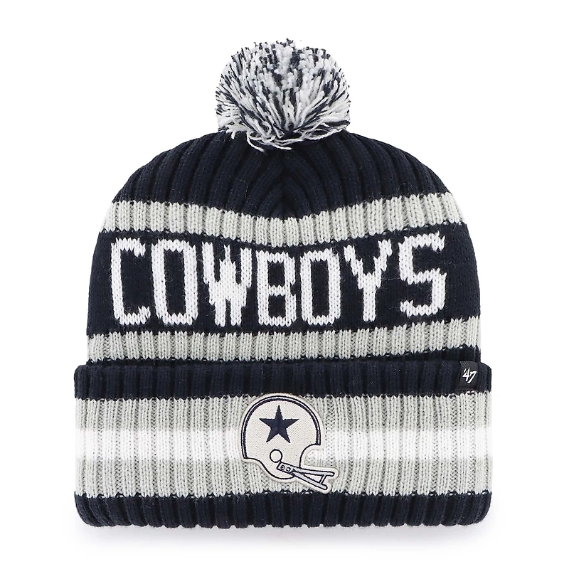 Bonnet à revers Bering pour homme, bleu marine, modèle 47, Dallas Cowboys, avec pompon