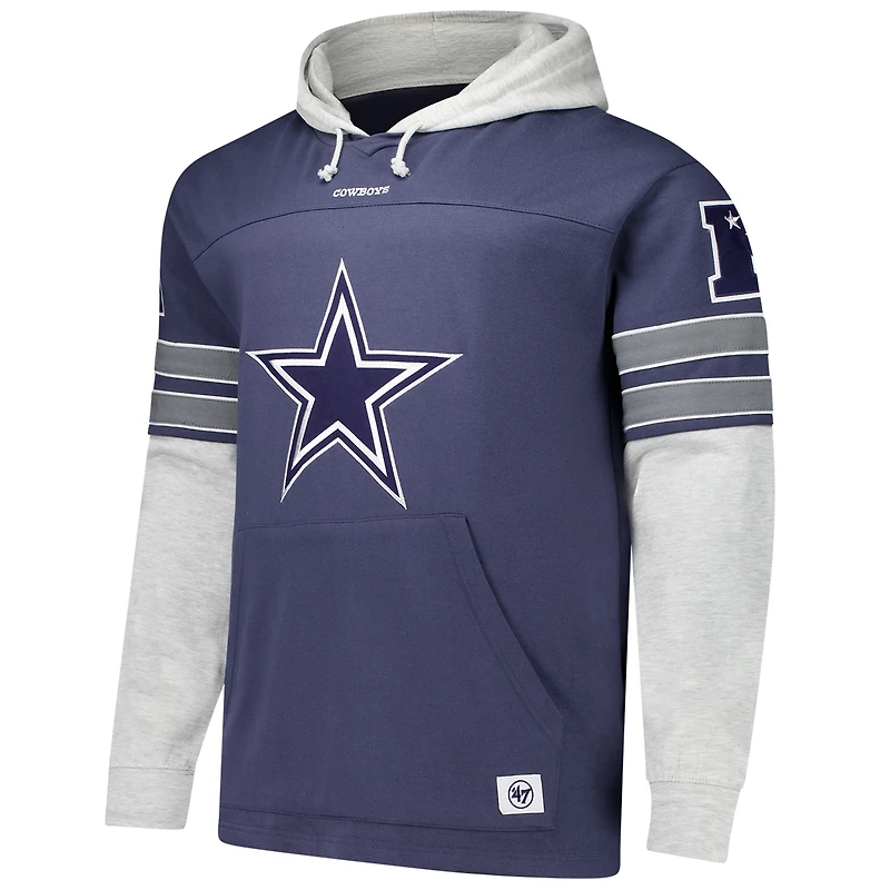 Men's '47 Navy Dallas Cowboys Big & Tall Lacer Pullover Hoodie