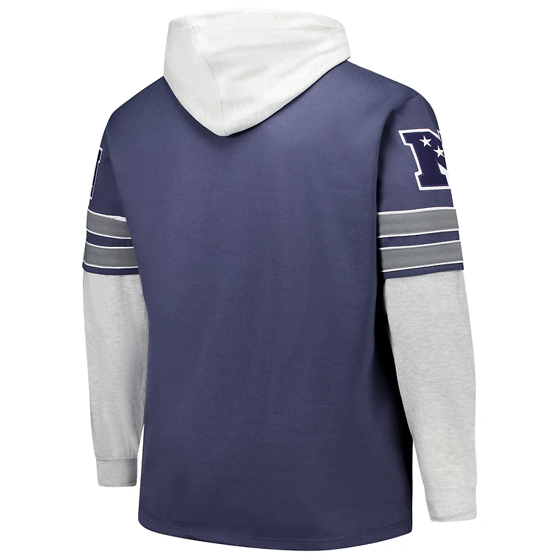 Men's '47 Navy Dallas Cowboys Big & Tall Lacer Pullover Hoodie