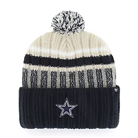 Bonnet en tricot à revers et pompon pour homme, bleu marine, Dallas Cowboys, modèle 47