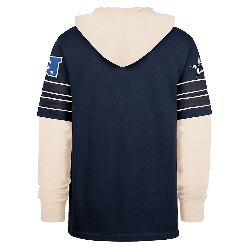Men's '47  Navy Dallas Cowboys Split Zone Cornerback Duo Hoodie