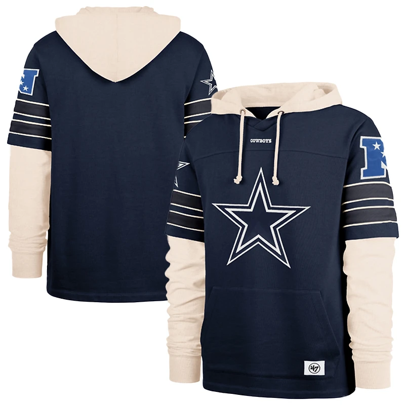 Men's '47 Navy Dallas Cowboys Split Zone Cornerback Duo Lacer Hoodie