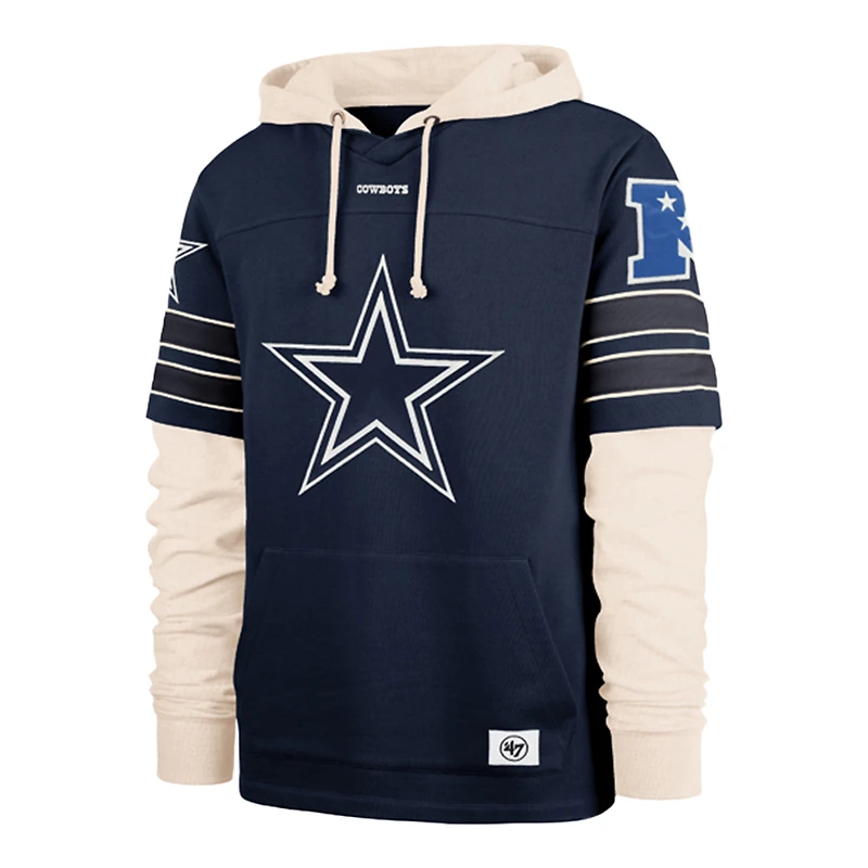 Men's '47  Navy Dallas Cowboys Split Zone Cornerback Duo Lacer Hoodie