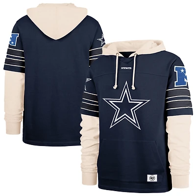 Men's '47 Navy Dallas Cowboys Split Zone Cornerback Duo Lacer Hoodie